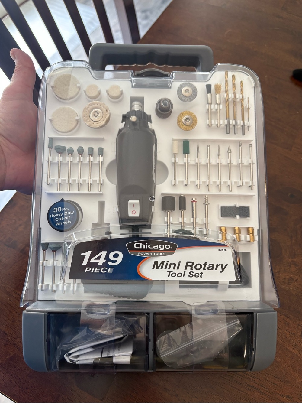 Chicago Gray Mini Rotary Tool Set and case